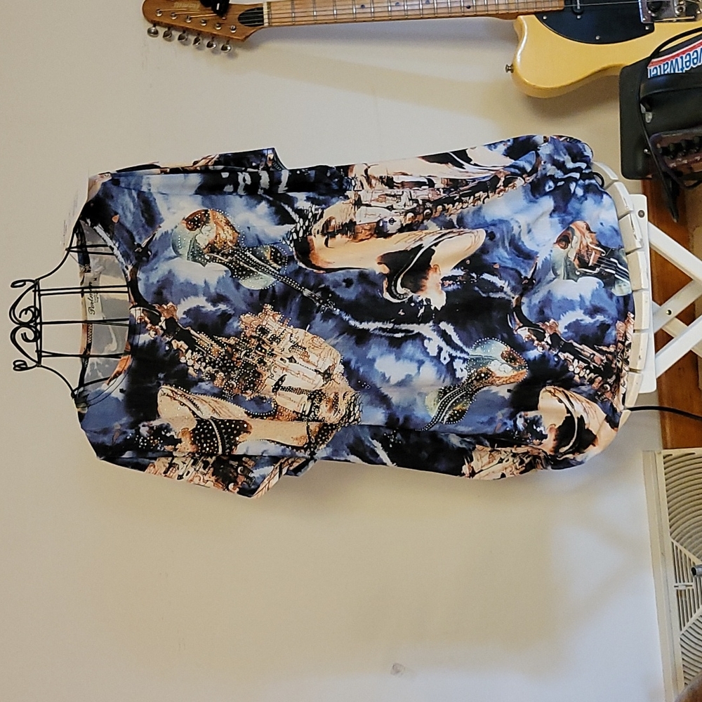 Portman Fashion bling music blouse